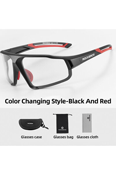 ROCKBROS نظارات دراجات هوائية فوتوكروميك SP216BK مقاس واحد، نظارات شمسية فوتو...