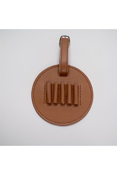 Choice حقيبة تخزين محمولة بغطاء جلدي بني اللون على شكل كرة غولف مستديرة، مزودة بإبزيم جلدي حلقي، مصنوعة من الجلد الناعم.