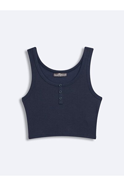 Ltb Basic Navy Blue Undershirt with Buttons on the Front and Straps