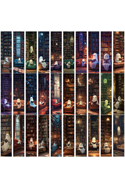 Choice 30 قطعة من فواصل الكتب بتصميم شبح يقرأ في المكتبة، فواصل كتب ورقية عال...