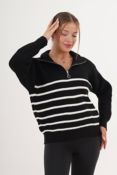 H&E LUXURY DESIGN Pulover sport pentru femei cu fermoar