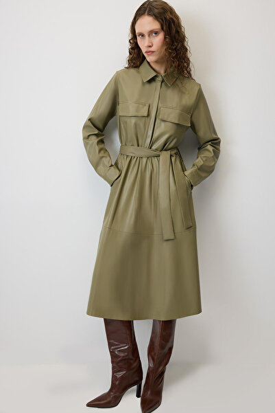 Touché Privé Front Pocket Long Leather Dress