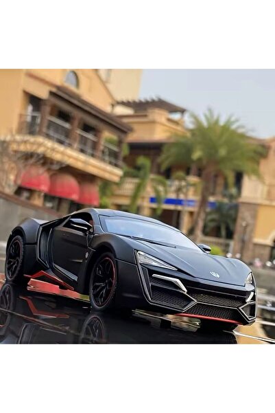 scntoys سيارة لايكان هايبرسبورت مصبوبة بمقياس 1:24 مع أبواب وغطاء محرك قابل للفتح ومصابيح أمامية مضيئة وصوت، لون أسود