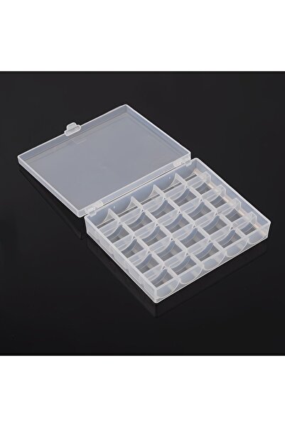 Choice A 25-Compartment Plastic Thread Spool Holder, Transparent Sewing Craft Storage Box, White, Sewing T.
