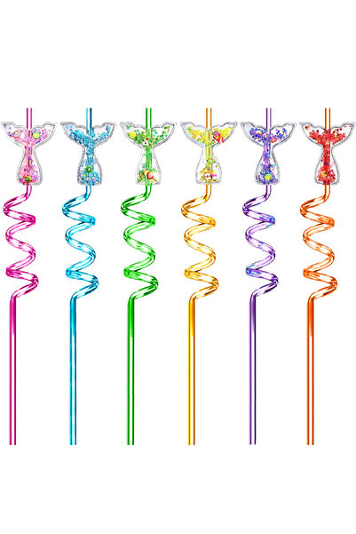 Choice 6pcs Straws 6pcs Mermaid Tail Straws Birthday Party Favors Under the S...
