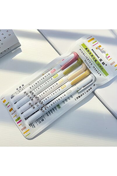 Choice مجموعة أقلام تحديد باستيلية من 5 قطع، برأسين، فلورسنت، أقلام تلوين، أق...