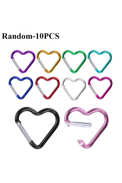 Choice 10 قطع عشوائية من مشابك كارابين على شكل قلب مصنوعة من سبائك الألومنيوم...
