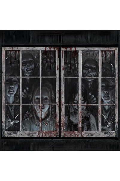 Choice ستائر هالوين سوداء مكونة من قطعتين، زينة مخيفة على شكل شبح مرعب للنافذ...