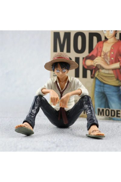 BANDAI مجسم شخصية لوفي من أنمي ون بيس، بدون صندوق، في وضعية الجلوس، مصنوع من ...