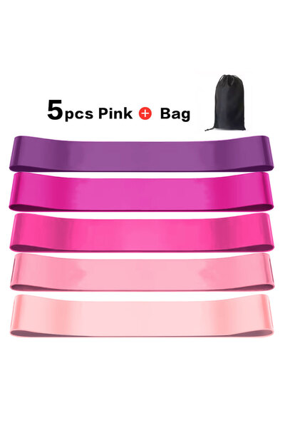 Choice 5pcs Pink Resistance Bands.Elastic Band,Stretch Bands for Working Out ...