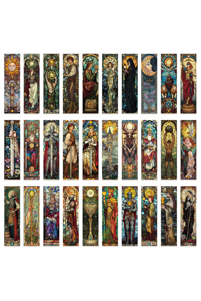 Choice 30 قطعة من فواصل الكتب على شكل أوراق التارو، مصنوعة من الزجاج الملون و...