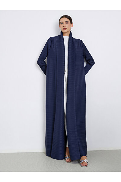 Take Two By Styli Solid Textured Pleated Belted Long Sleeve Abaya
