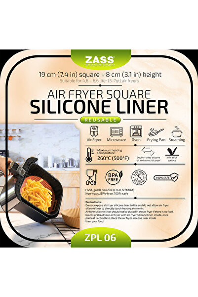 Zass Square silicone mold for hot air fryer – 19 cm ZPL 06
