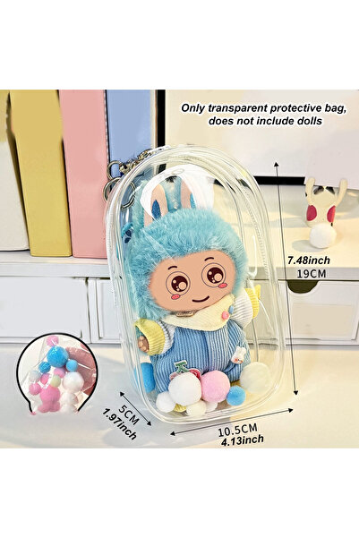 Choice حقيبة واقية شفافة ملونة، علبة تنظيمية لحماية دمى لابوبو V3 مقاس 17 سم