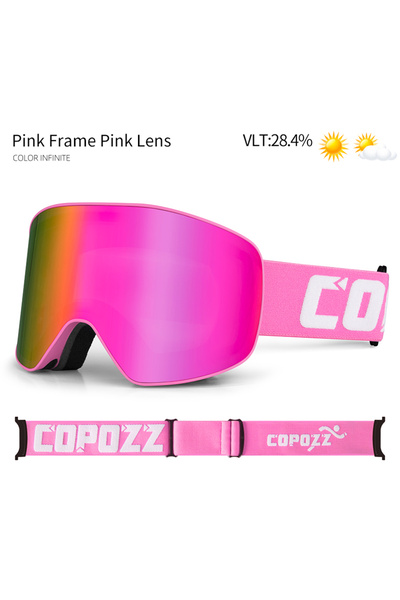 Choice نظارات تزلج أسطوانية وردية اللون من COPOZZ، للرجال والنساء، بطبقتين، ن...