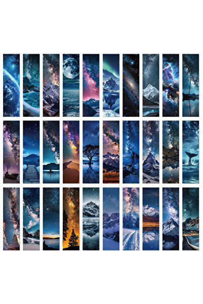 Choice 30 قطعة من فواصل الكتب على شكل درب التبانة والنجوم المتجولة، بطاقات ور...