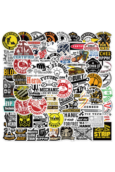 Choice 65PCS 65pcs Funny Zipper Certified Stickers Technician Mechanic Electr...