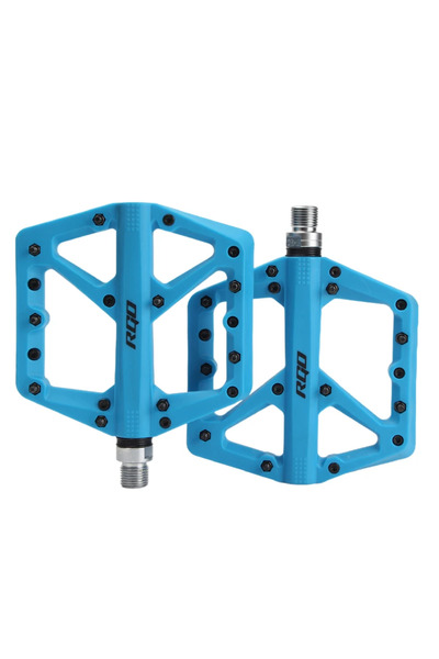 Choice دواسات دراجة RGO زرقاء، مسند قدم من النايلون لدراجة جبلية مسطحة، مقبض مجداف، محامل الدواسات