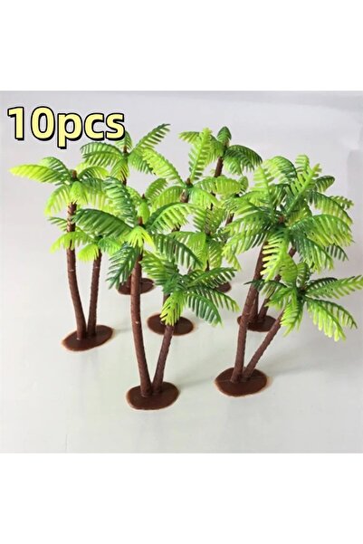 Choice 1 10 قطع من أشجار جوز الهند الاصطناعية الصغيرة، دعائم لتزيين طاولة الرمل، نموذج شجرة جوز الهند، مشهد حوض السمك.