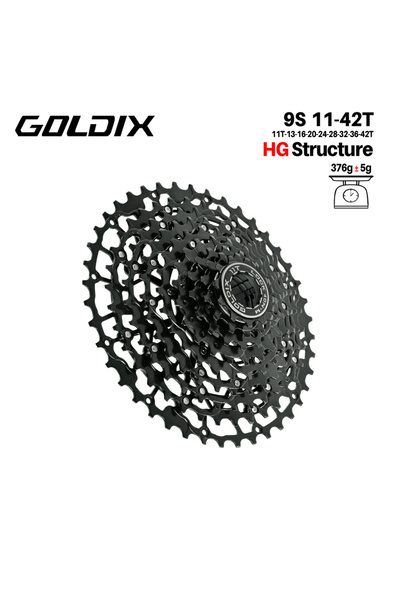 Choice ترس دراجة GOLDIX فائق الخفة بـ 9 سرعات (11-42 سنًا) مصنوع من الفولاذ ا...