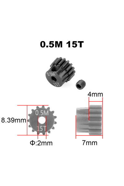 Choice 15T PYFORE M0.5 Motor Gears Pinion 2mm Aperture 13T - 27T for 1/18 1/2...
