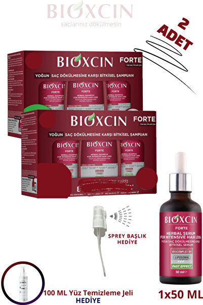 Bioxcin Forte Anti-Hair Loss Shampoo 3X300Ml (3 Pcs) + Forte Serum 1X50Ml + Cleansing Gel Gift
