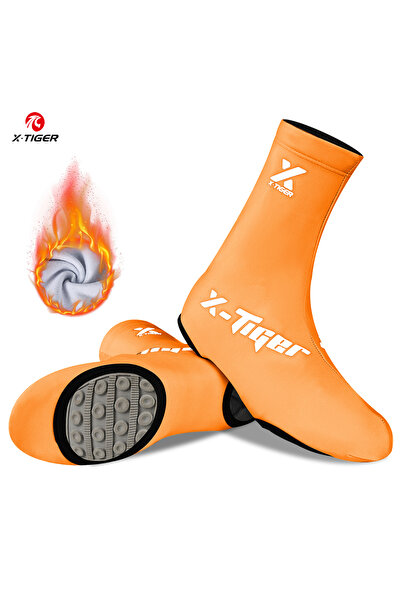 Choice أغطية أحذية ركوب الدراجات الشتوية من إكس تايجر، لون برتقالي، دافئة ومق...