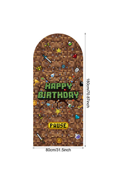Choice X0072-1 1pcs pixel Game Backdrop Arch Cover Game prop happy birthday B...
