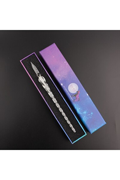 Choice قلم غمس زجاجي عتيق أبيض مزين بنجوم كريستالية، مثالي للكتابة الفنية وال...