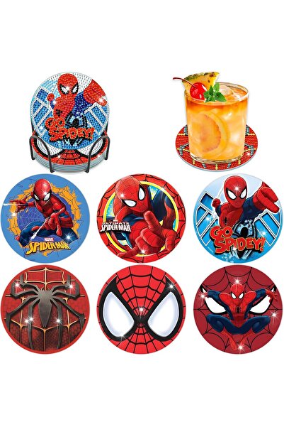 NO BRAND Set suporturi pahare cu pictură Diamond Art, Spiderman, set de 6