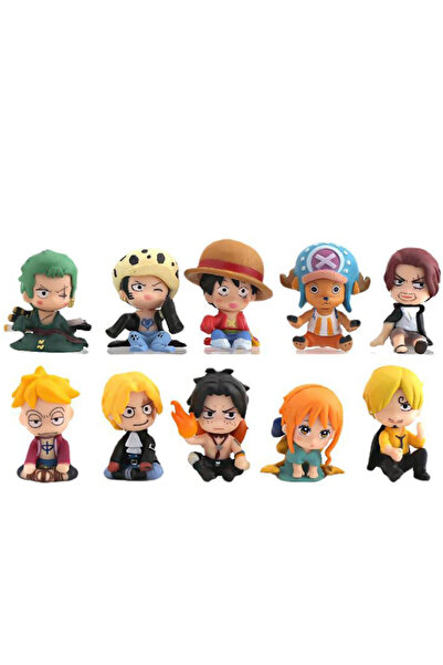 BANDAI مجموعة من 10 قطع من مجسمات شخصيات أنمي ون بيس بوضعية الجلوس، شخصيات كر...