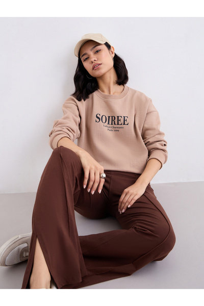 Styli Brown Flared Knit Trousers