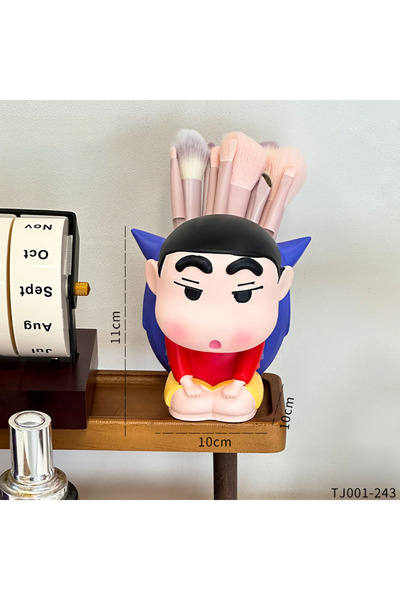 Miniso حامل أقلام شين تشان الكرتوني اللطيف Tj001-243، فرشاة مكياج، إكسسوارات مكتبية
