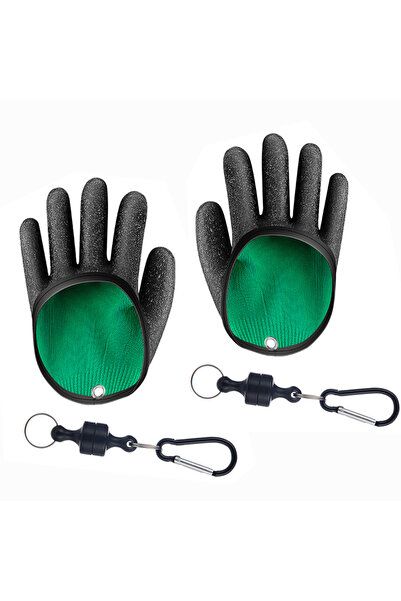 Choice زوجان من قفازات صيد الأسماك الاحترافية المضادة للانزلاق والمزودة بمغنا...