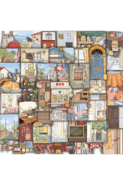 Choice ٥٠ قطعة من ملصقات بيوت الأزقة، مناسبة للدفاتر، ودفاتر الملاحظات، ودفات...