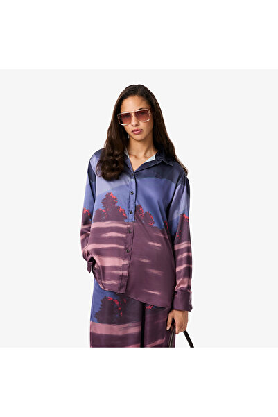 Lacoste Oversized Landscape Print Satin Shirt - CF6386-00-ADI