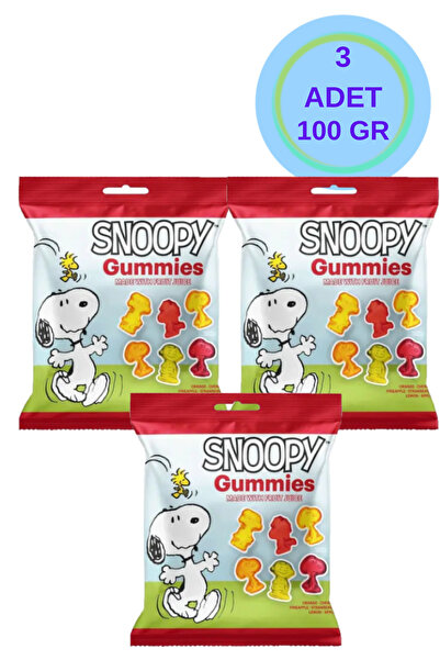 Pofika Snoopy Gummies Jelly Figürlü Meyve Aromalı Yumuşak Şeker 100 GR X 3 Adet