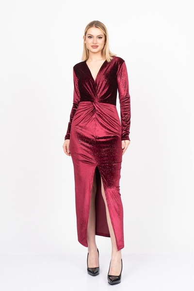 MissVina فستان نوار ديكولت سيم إليجانس – فستان مخملي لامع ورفيع 50351