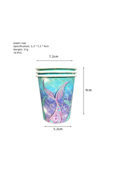 Choice أدوات مائدة للاستخدام مرة واحدة بتصميم حورية البحر بلون الياقوت الأزرق...