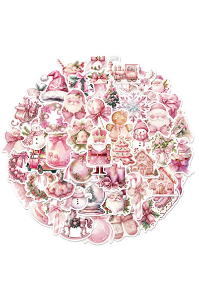 Choice 50 قطعة من ملصقات هدايا عيد الميلاد الوردية برسومات جرافيتي، مناسبة لل...