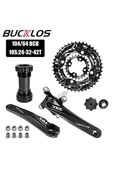 BUCKLOS طقم كرنك دراجة جبلية أسود 3x10S-BB، 2x10S، 3x9S، 3x10S، طقم كرنك دراجة جبلية مزدوج ثلاثي السرعات