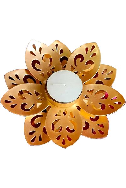 Generic Lotus Flower Decorative Tealight Holder - Handcrafted Diya with Free T-Light Candles (C)