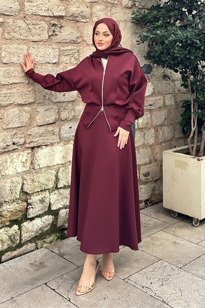 Ovn. Costum de scuba cu fustă Forté - Roșu Claret