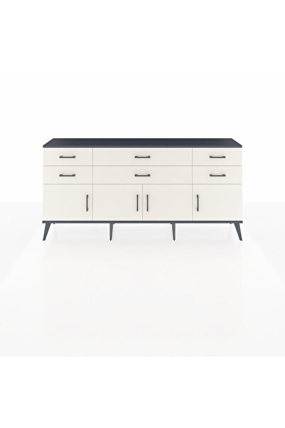 Dienni Arges Konsol 2 Raflı 6 Çekmeceli 4 Kapaklı 176x30x83 Antrasit-Aytaşı/A...