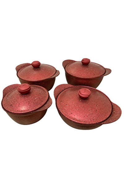 OMS 8-piece OMS-Granite pot set, aluminum, red