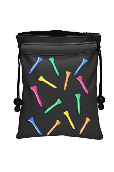 Choice حقيبة متعددة الاستخدامات لحفظ أغراض الجولف الثمينة، مصنوعة من جلد البولي يوريثان بنقشة تيشيرتات الجولف، مزودة برباط للإغلاق.