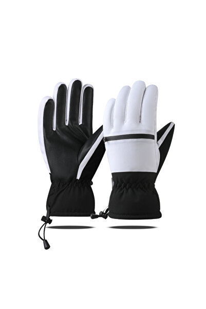 Choice قفازات تزلج خارجية بيضاء للرجال والنساء في فصل الشتاء، مزودة ببطانة سم...