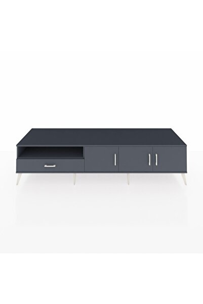 Dienni Kronos TV Ünitesi 3 Raflı Tek Çekmeceli 3 Kapaklı 220x59x51 Antrasit-A...