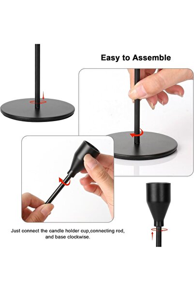 The Bros مجموعة حوامل شموع سوجون باللون الأسود غير اللامع، مكونة من 3 قطع، لل...