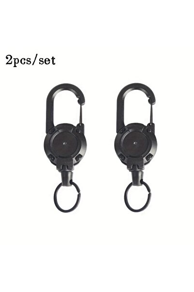 Choice سلسلتا مفاتيح قابلتان للسحب، قطعتان، باللون الأسود، مزودتان بكابل فولا...